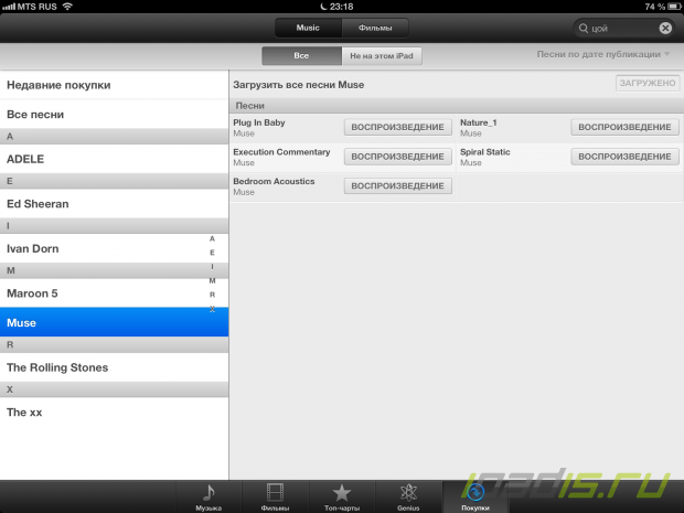 Стандартные приложения в iPad - iTunes Store