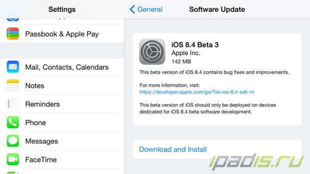 Apple открыла доступ к iOS 8.4 beta 3