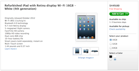 Apple начали продажи восстановленных iPad 4 и iPad mini