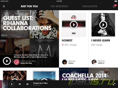 Приложение Beats Music пришло на iPad